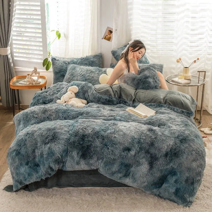 Luxury Plush Crystal Velvet 4 Piece Duvet Cover Bedding