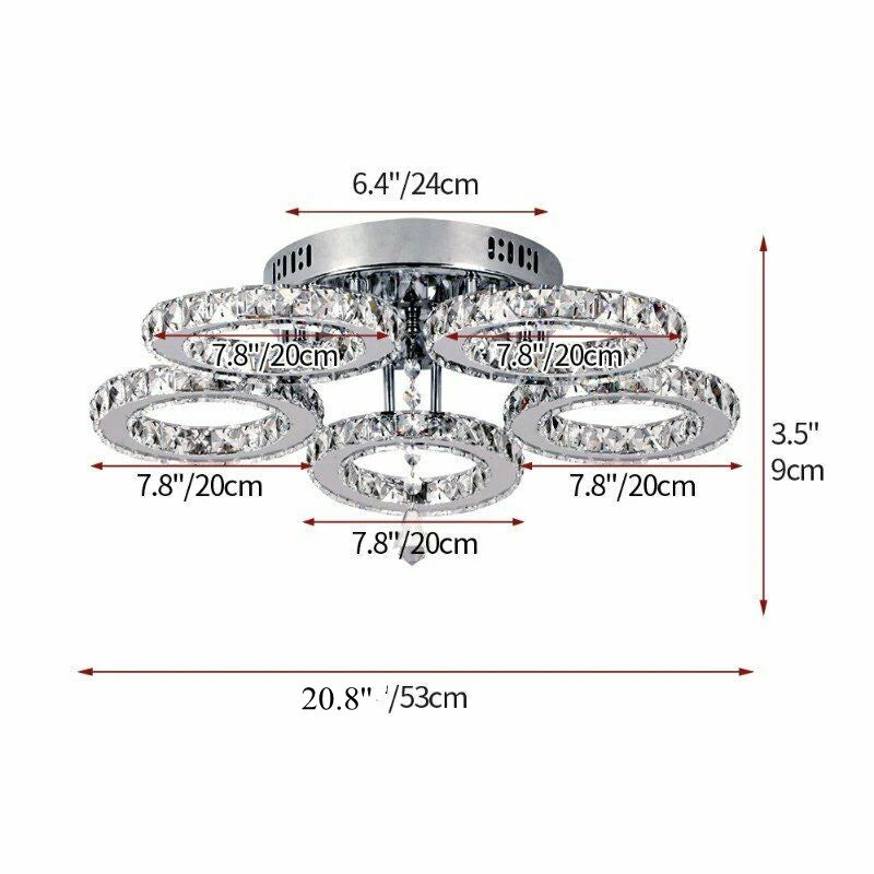Modern Gold Crystal LED Ring Chandelier Light