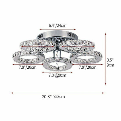 Modern Gold Crystal LED Ring Chandelier Light