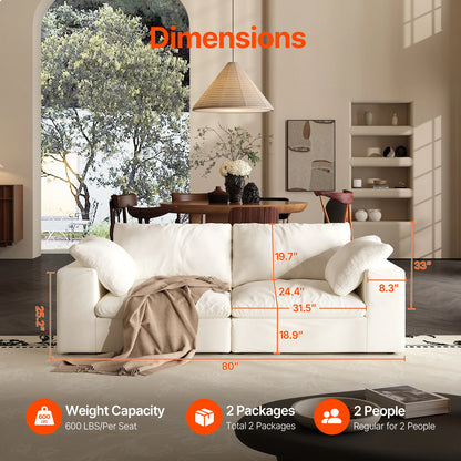 Oversized Modular Cloud Sectional Sofa with Ottoman