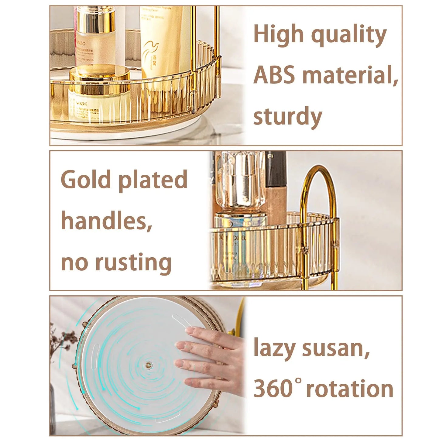 3-Tier Rotating Makeup Organizer Storage Rack