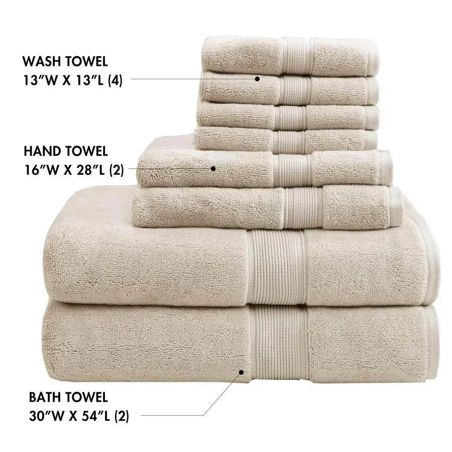 Luxury 8 Piece Cotton Bathroom Towel Set