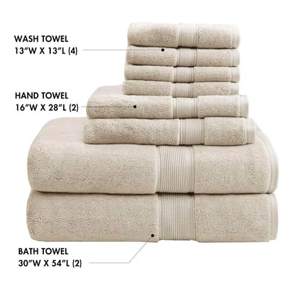 Luxury 8 Piece Cotton Bathroom Towel Set