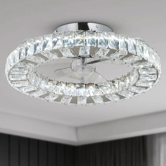 Modern Crystal Ceiling Fan Chandelier with remote