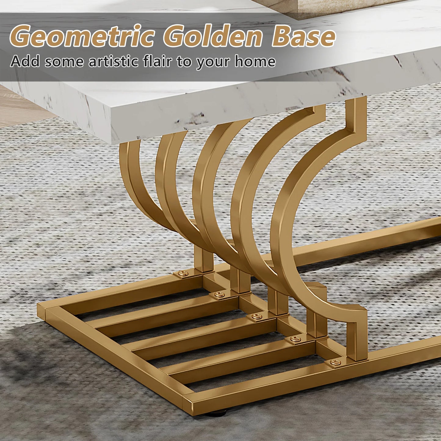 Modern Marble Two Tier Rectangle Coffee Table