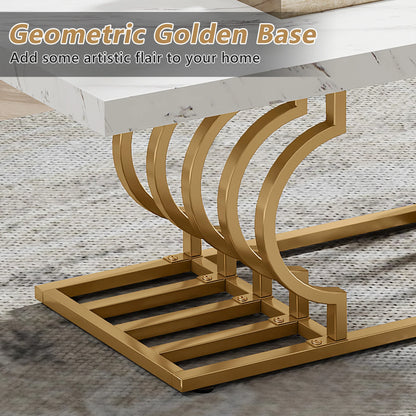Modern Marble Two Tier Rectangle Coffee Table