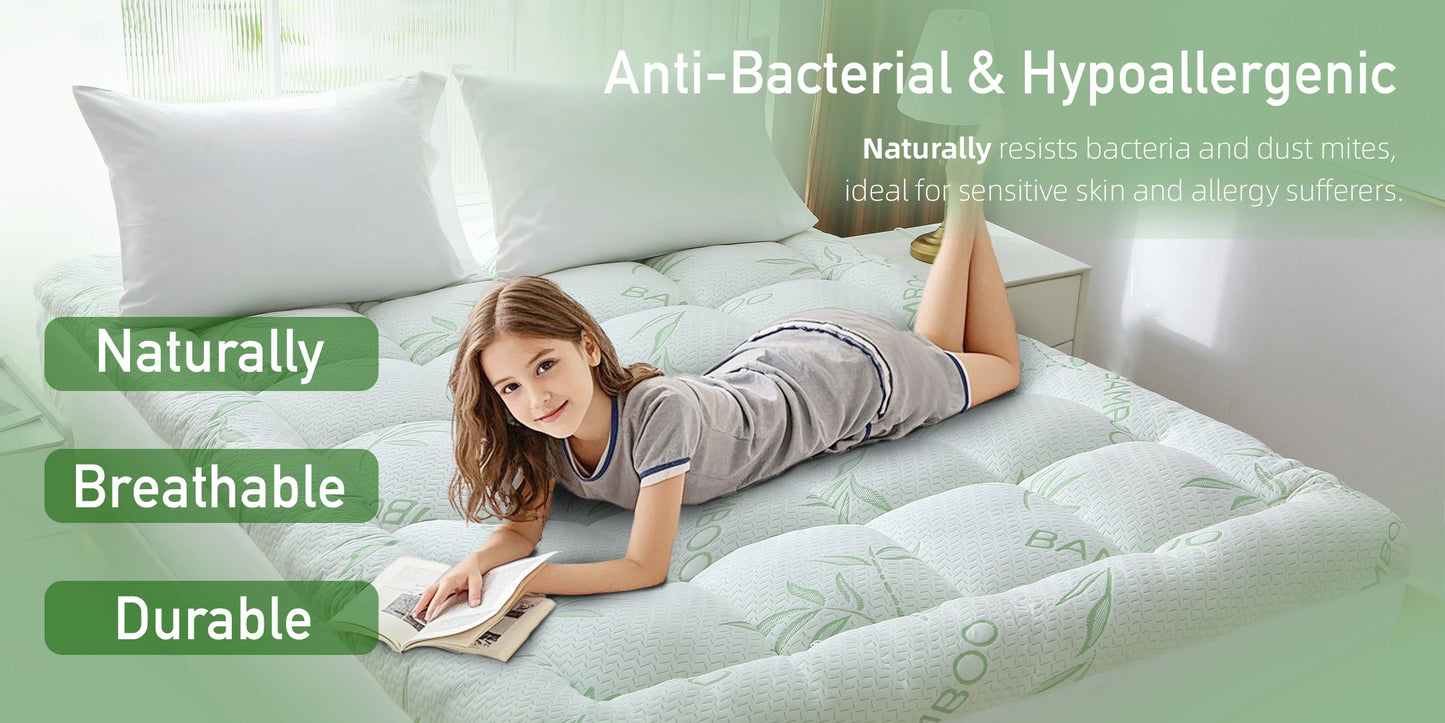 Natural Bamboo Fiber Ultra-Thin Waterproof Mattress Pad
