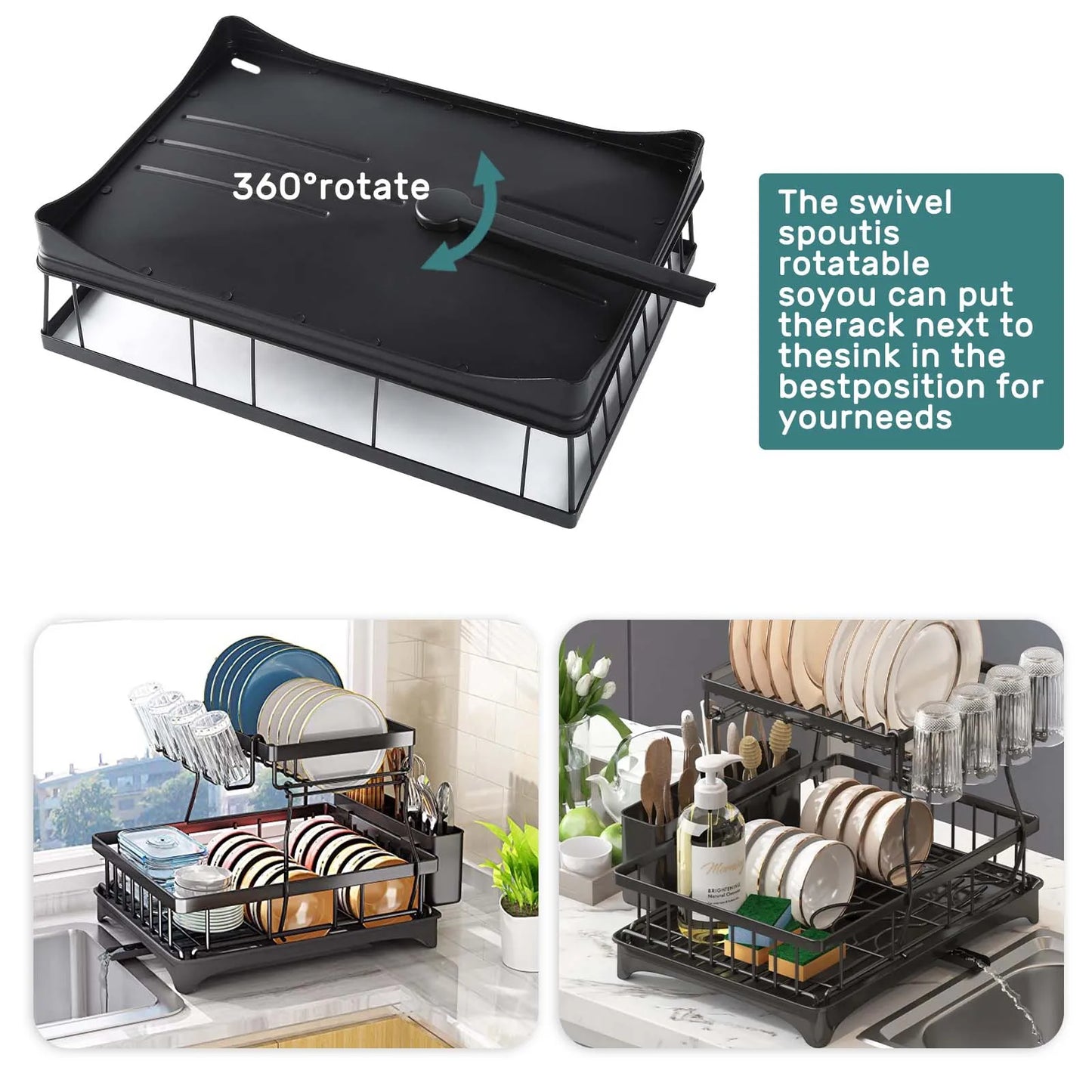 Two Tier Kitchen Countertop Dish Drying Rack