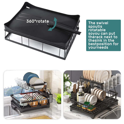 Two Tier Kitchen Countertop Dish Drying Rack