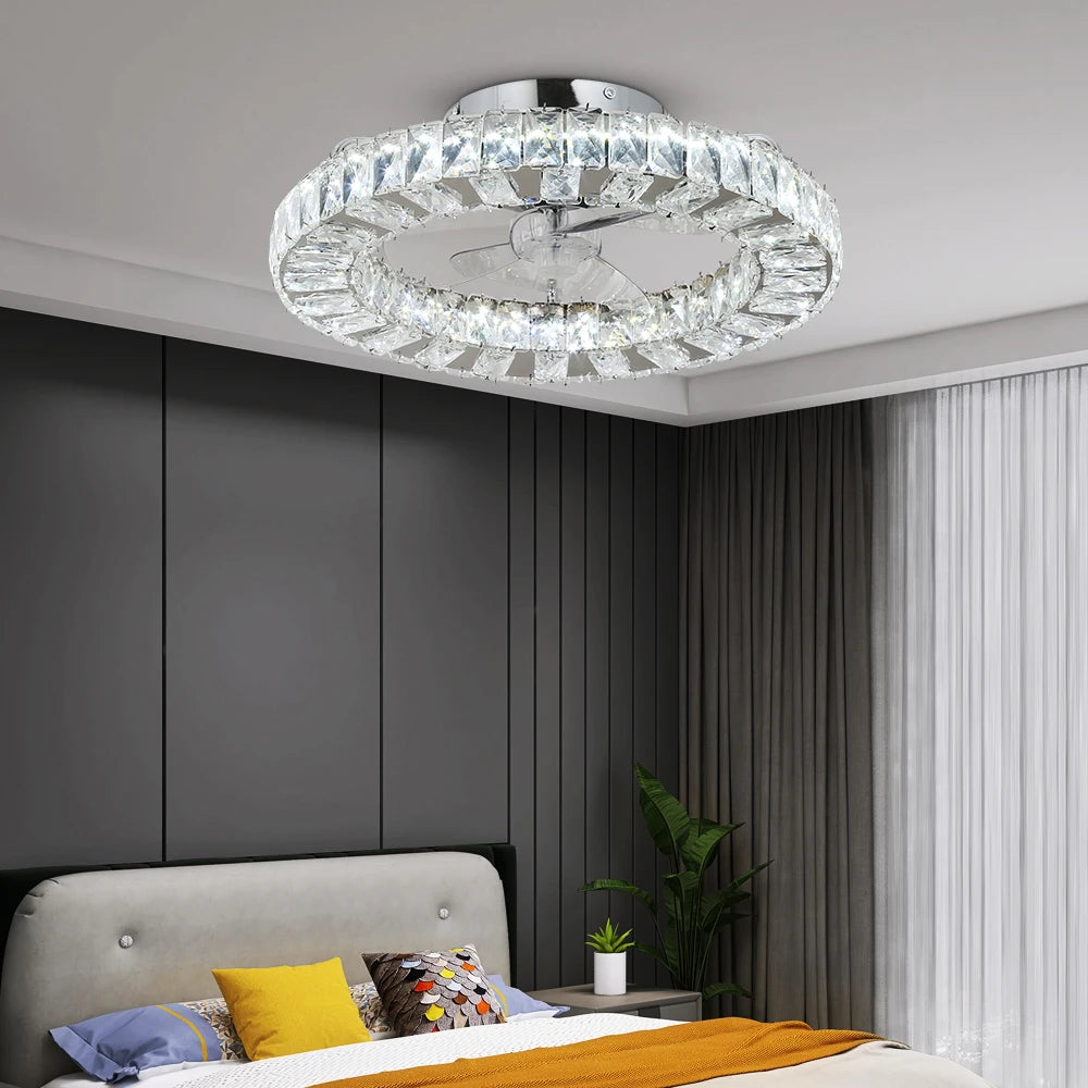 Modern Crystal Ceiling Fan Chandelier with remote