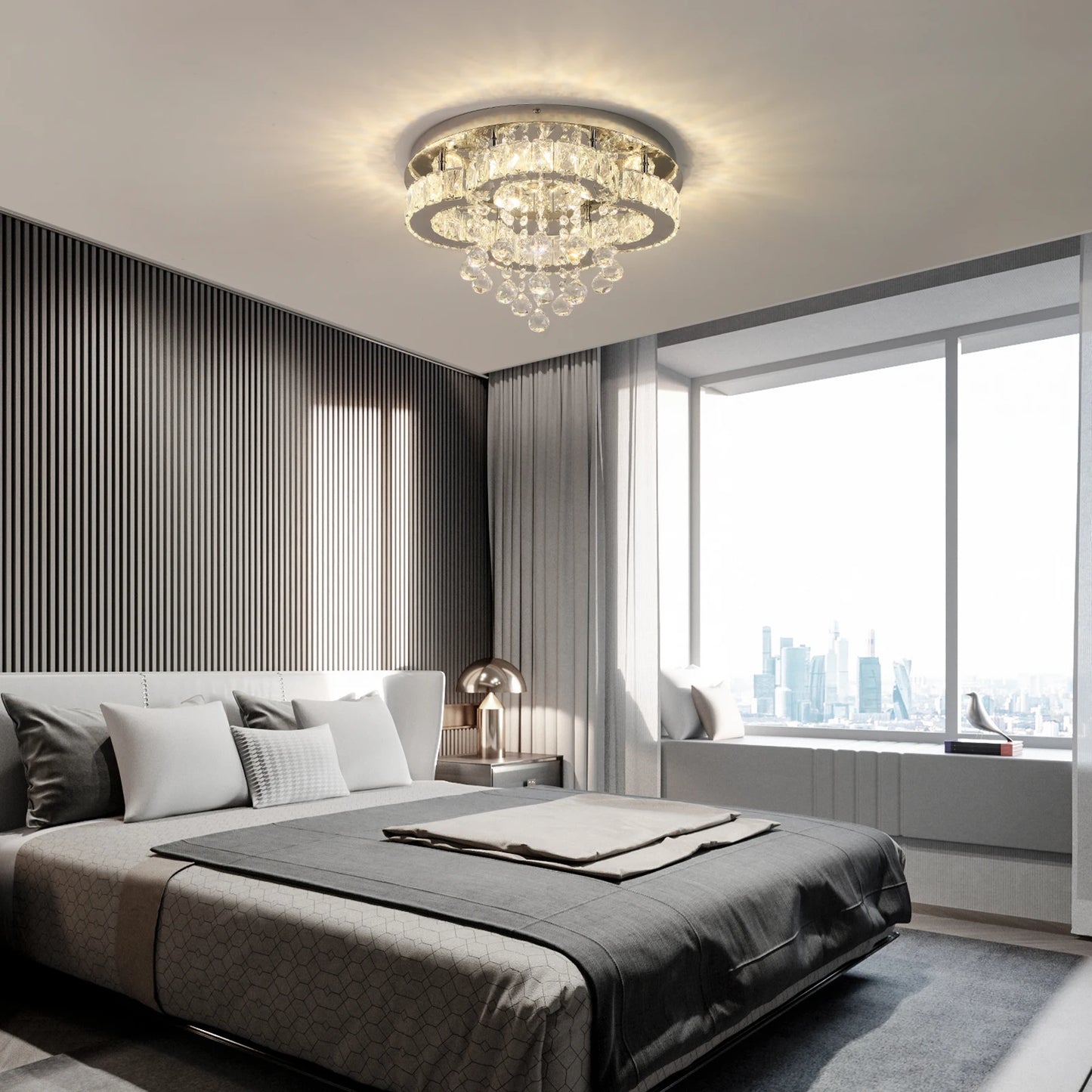 Luxury Crystal Flush Mount Ceiling Chandelier Light