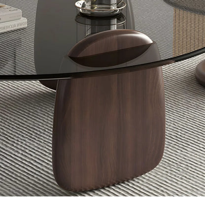 Round Glass Nesting Coffee Table Set of Two
