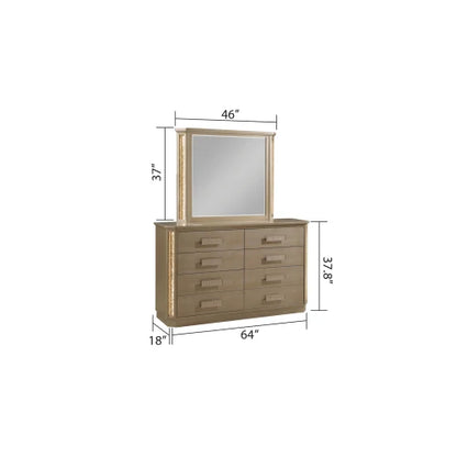 Queen 5PC Bedroom set Made with Wood in Gold