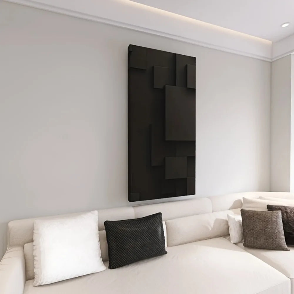 Large Black Abstract Geometric Canvas Wall Art